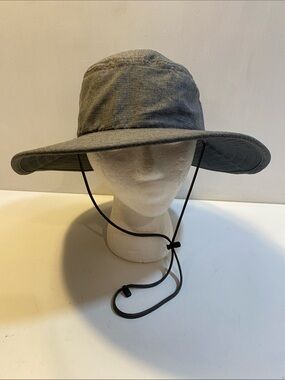 Solar Scape Gray Wide-Brim Outdoor Sun Hat with Chin Cord OS